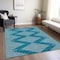 Homeroots 9' X 12' Teal Blue And Ivory Geometric Washable Indoor Outdoor Area Rug 598626 - alternate 4
