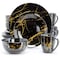 Elama Fine Marble 16 Piece Ceramic Dinnerware Set in Black with Gold Veining EL-FINEMARBLE-BK-GLD - alternate 4