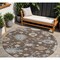 Homeroots 8' Chocolate Beige And Blue Round Floral Washable Indoor Outdoor Area Rug 606148 - alternate 1
