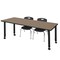 Regency Kee Mobile Adjustable Classroom Table W/ 2 Andy Stack Chairs, 72 in W, 24 in L, Noble Oak MT7224NOAPCBK45BK - alternate 1