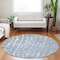 Homeroots 8' Blue And Ivory Round Abstract Washable Indoor Outdoor Area Rug 588506 - alternate 7