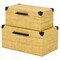 Homeroots Set of Two Natural And Black Faux Rattan Nesting Storage Boxes With Lids, 2PK 712930 - alternate 1