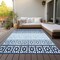 Homeroots 9' X 12' Blue Sky Blue And Ivory Geometric Washable Indoor Outdoor Area Rug 613829 - alternate 5