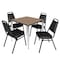 Regency Square Kahlo Breakroom Table W/ 4 Restaurant Stack Chairs, 30 in W, 30 in L, Noble Oak TPL3030NOCM29BK - alternate 1