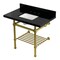 Kingston Brass 36-Inch Black Granite Console Sink with Brass Legs and Shelf, 8-Inch, 3-Hole KVPK3630KBSQB7 - alternate 1