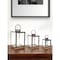 Homeroots Gray And Brown Distressed Geometric Glass Metal And Wood Floor Lantern Candle Holders, 3PK 516442 - alternate 3
