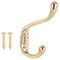 Prosource Coat and Hat Hook, 22 lb, 2-Hook, 1-1/64 in Opening, Zinc, Polished Brass H6271007PB-PS - alternate 1