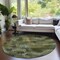 Homeroots 8' Olive Green And Gold Round Abstract Washable Indoor Outdoor Area Rug 587142 - alternate 5