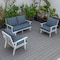 Leisuremod Walbrooke 3-Piece Outdoor Patio Set, White Aluminum Frame & Removable Cushions, Navy Blue WW-57-31NBU - alternate 5