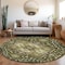 Homeroots 8' Olive Green Ivory And Brown Round Oriental Washable Indoor Outdoor Area Rug 600176 - alternate 3