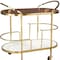 Homeroots 32in Brown Gold And White Iron Solid Wood and Marble Oval Rolling Bar Cart 668800 - alternate 6