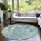 Homeroots 8' Teal Blue Green And Ivory Round Abstract Washable Indoor Outdoor Area Rug 587856 - alternate 5