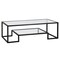 Homeroots 54" Black Glass And Steel Coffee Table With Shelf 521998 - alternate 1