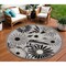 Homeroots 8' Black and White Round Floral Indoor Outdoor Area Rug 527636 - alternate 1