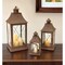 Homeroots Set of Three Brown Lattice Glass And Metal Floor Lantern Candle Holders, 3PK 516436 - alternate 4