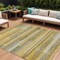 Homeroots 9' X 12' Gold Wheat And Ivory Striped Washable Indoor Outdoor Area Rug 613282 - alternate 1
