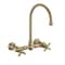 Whitehaus Collection Vintage III Plus Wall Mount Faucet with a  Long Gooseneck Swivel Spout, and Solid Brass Side Spray WHKWCR3-9301-NT-AB - alternate 4