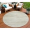 Homeroots 8' Beige Round Striped Washable Indoor Outdoor Area Rug 608102 - alternate 1