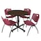 Regency Round Kobe Breakroom Table W/ 4 M Stack Chairs, 36 in W, 36 in L, Neo Walnut TKB36RNDNW47BY - alternate 1