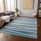 Homeroots 9' X 12' Teal Blue Gray And Ivory Striped Washable Indoor Outdoor Area Rug 597365 - alternate 5
