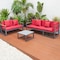 Leisuremod Chelsea Black Sectional With Adjustable Headrest & Coffee Table With Red Cushions CSLBL-80R - alternate 5