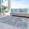 Homeroots 9' X 12' Teal Blue Gray And Charcoal Striped Washable Indoor Outdoor Area Rug 588074 - alternate 4