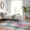 Homeroots 8' Teal Blue And Aqua Round Floral Washable Indoor Outdoor Area Rug 611098 - alternate 5