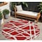 Homeroots 8' Red And Ivory Round Geometric Washable Indoor Outdoor Area Rug 600488 - alternate 1