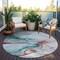 Homeroots 8' Teal Blue And Terra Cotta Round Abstract Washable Indoor Outdoor Area Rug 617880 - alternate 4
