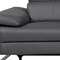 Homeroots 129" Dark Gray Top Grain Leather Reclining Metal USB Sofa 720339 - alternate 5