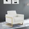 Leisuremod Lincoln Leather Accent Armchair with Gold Frame, White LA31W-L - alternate 4