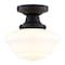 Vaxcel Eastgate 8.75-in W Matte Black Traditional Semi Flush Mount Ceiling Light White Schoolhouse Glass C0312 - alternate 1