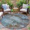 Homeroots 8' Brown And Blue Round Abstract Washable Indoor Outdoor Area Rug 630719 - alternate 5