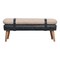 Homeroots 35in Dark Olive Green and Brown Genuine Leather and Solid Wood Upholstered Bench 723426 - alternate 1