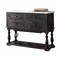 Homeroots 18in X 48in X 36in White Marble Weathered Espresso Wood Server 347312 - alternate 4