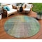 Homeroots 8' Green Gold And Teal Blue Round Abstract Washable Indoor Outdoor Area Rug 588428 - alternate 1