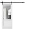 Sartodoors Sturdy Barn Door, Lucia 1533 White Silk with Clear Glass, 6.6FT Rail Hangers Heavy Hardware Set,  LUCIA1533BD-B-WS-3084 - alternate 1