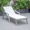 Leisuremod Marlin Grey Aluminum Patio Chaise Lounge Chair With Arms Set of 2 with Square Fire Pit Table, White MLAGRCF21-77W2 - alternate 4