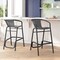 Flash Furniture Lila  Commercial Grade Indoor-Outdoor PE Rattan Restaurant Barstool with Black Aluminum Frame and Footrest in Gray, PK2 2-SDA-AD632032R-GY-GG - alternate 9