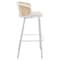 Leisuremod Ervilla Wicker Bar Stool with Fabric Seat and White Powder Coated Steel Frame, Beige EBW-31BG - alternate 7