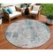 Homeroots 8' Teal Blue Beige And Copper Round Abstract Washable Indoor Outdoor Area Rug 587886 - alternate 1