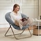 Simple Deluxe Cozy Chair, Faux Fur Saucer Chair for Bedroom, Comfy Foldable Moon Chair, Round Fluffy chair for Li 3A88CHAIRYL38GRY01 - alternate 4