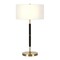 Homeroots 25" Black and Gold Metal Two Light Table Lamp With White Drum Shade 524307 - alternate 5