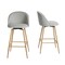 Homeroots Set of Two 27" Gray and Oak Fabric and Metal Low Back Counter Height Swivel Bar Chairs, 2PK 719346 - alternate 3