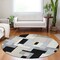 Homeroots 8' Black Ivory And Beige Round Geometric Washable Indoor Outdoor Area Rug 613195 - alternate 4