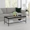 Homeroots 45" Clear And Black Glass And Steel Coffee Table With Shelf 520942 - alternate 3