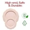 Smarty Had A Party 7.5" Pink with Gold Rim Round Blossom Disposable Plastic Appetizer/Salad Plates (120 Plates), 120PK 4847PG-CASE - alternate 7