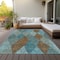 Homeroots 8' X 10' Teal Blue Aqua And Brown Argyle Washable Indoor Outdoor Area Rug 613738 - alternate 5