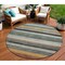 Homeroots 8' Beige Gold And Brown Round Striped Washable Indoor Outdoor Area Rug 618252 - alternate 1