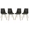 Leisuremod Markley Modern Leather Dining Chair with Gold Legs, Charcoal Black, 4PK MCG18BL4 - alternate 1